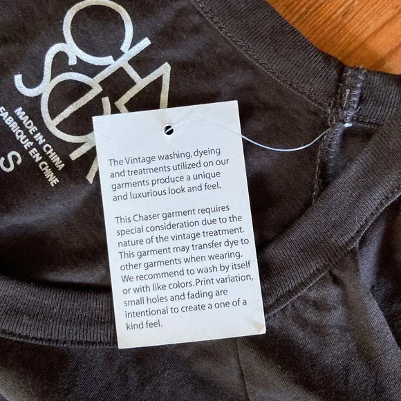 NWT Chaser Cold Shoulder Long Sleeve Lightening Bolt T-Shirt, Black, Size Small - Picture 7 of 13